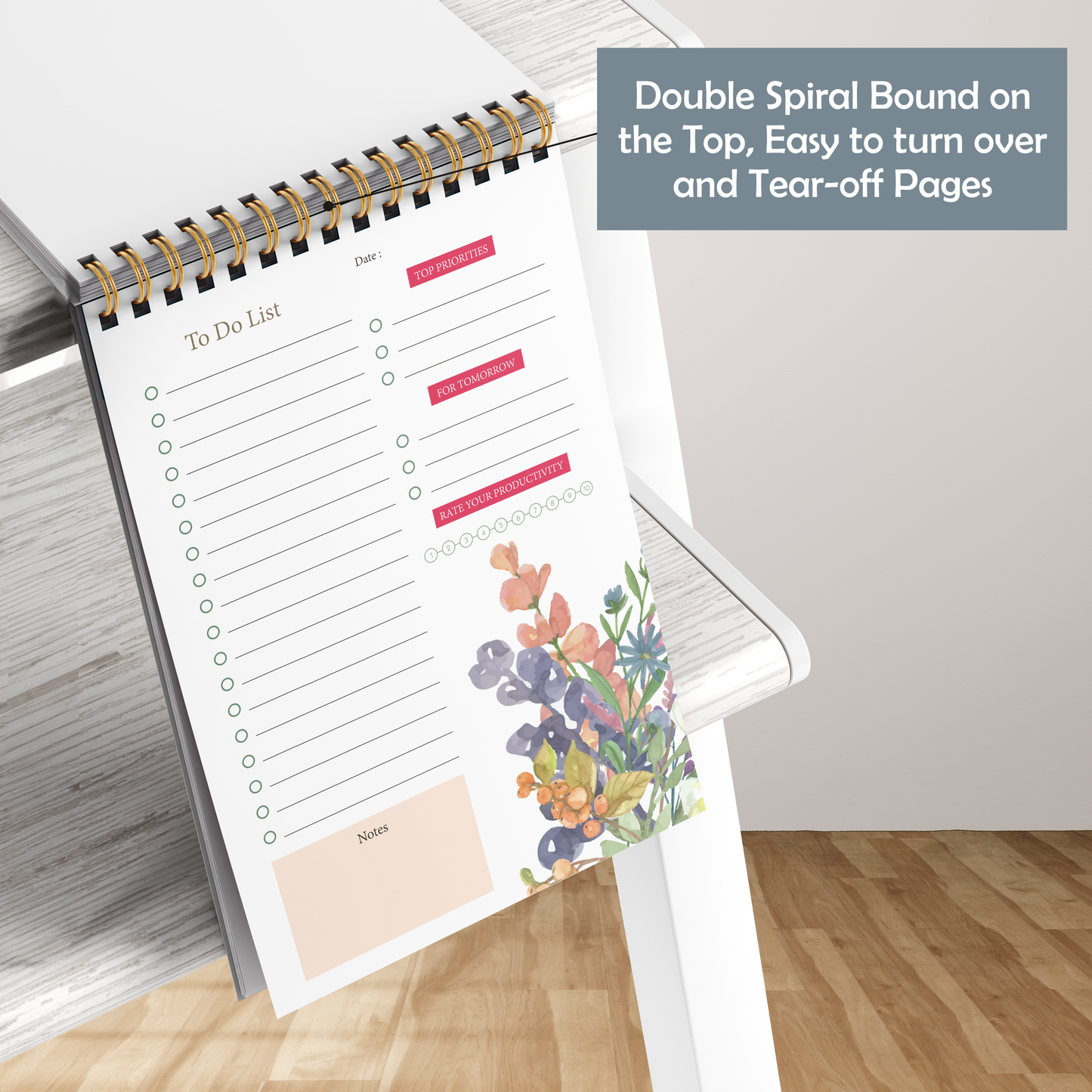 Zaslan To Do List Notepad - Daily Planner Notepad Undated 54 Sheets/108 Pages Tear Off, 6.5 Inches X 9.5 Inches