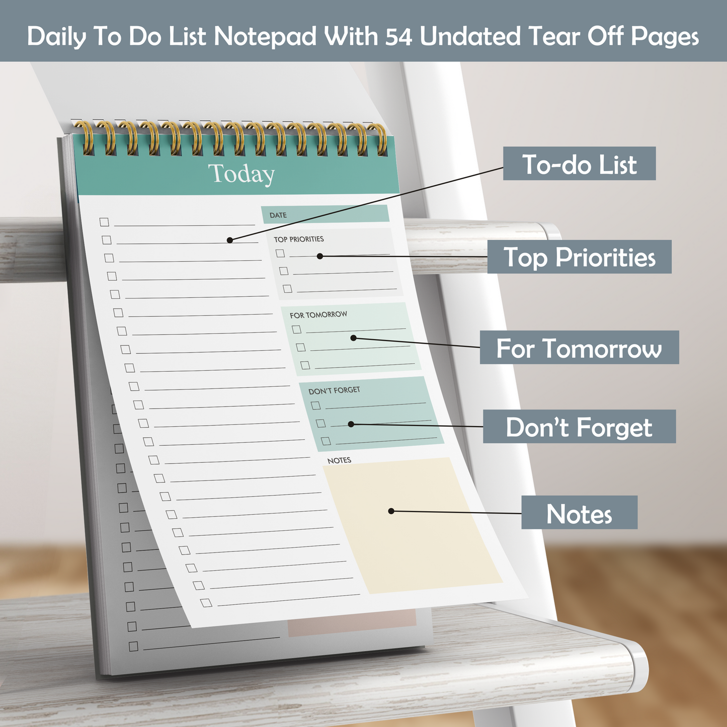 To Do List Notepad - Daily Planner Notepad Undated 54/108 Pages Sheets Tear Off, 6.5" x 9.5" Planning Pad