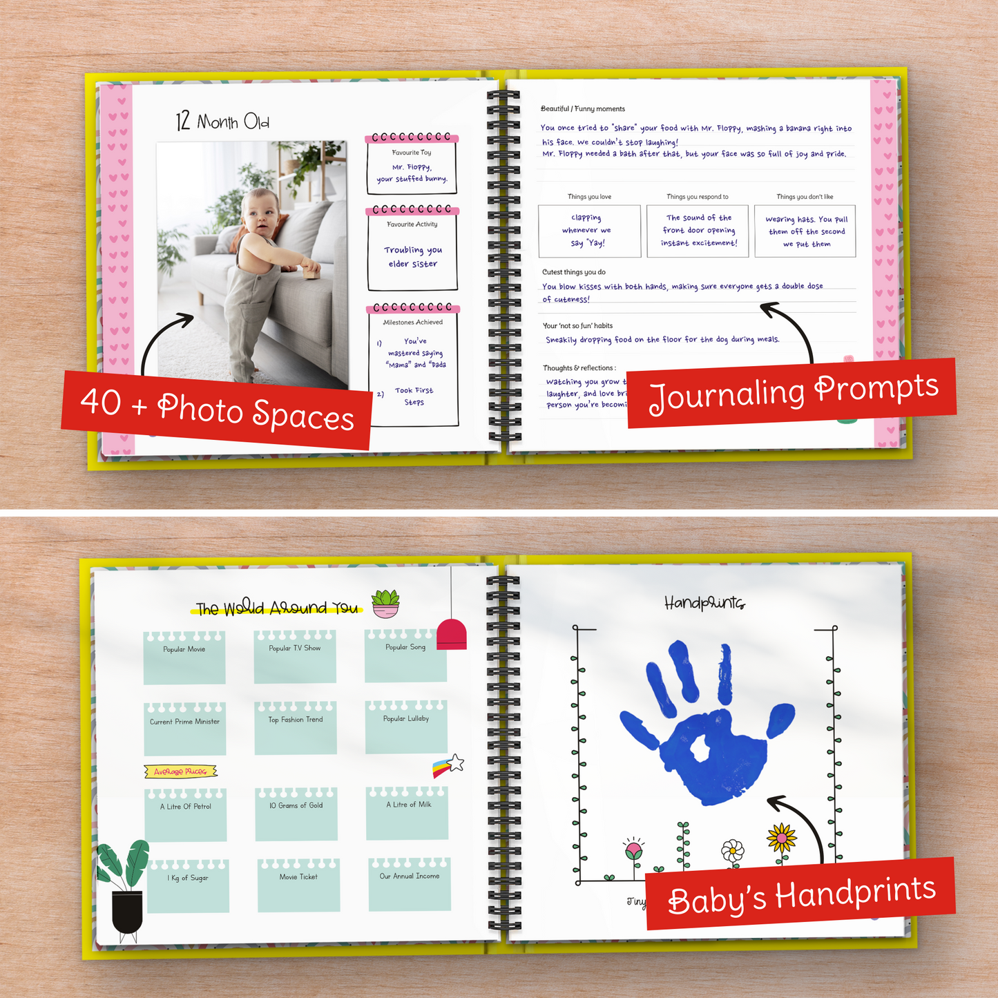 Baby Memory Book with Photo Album for First 5 Years - A Milestone Book to Record Every Event from Birth to Age 5