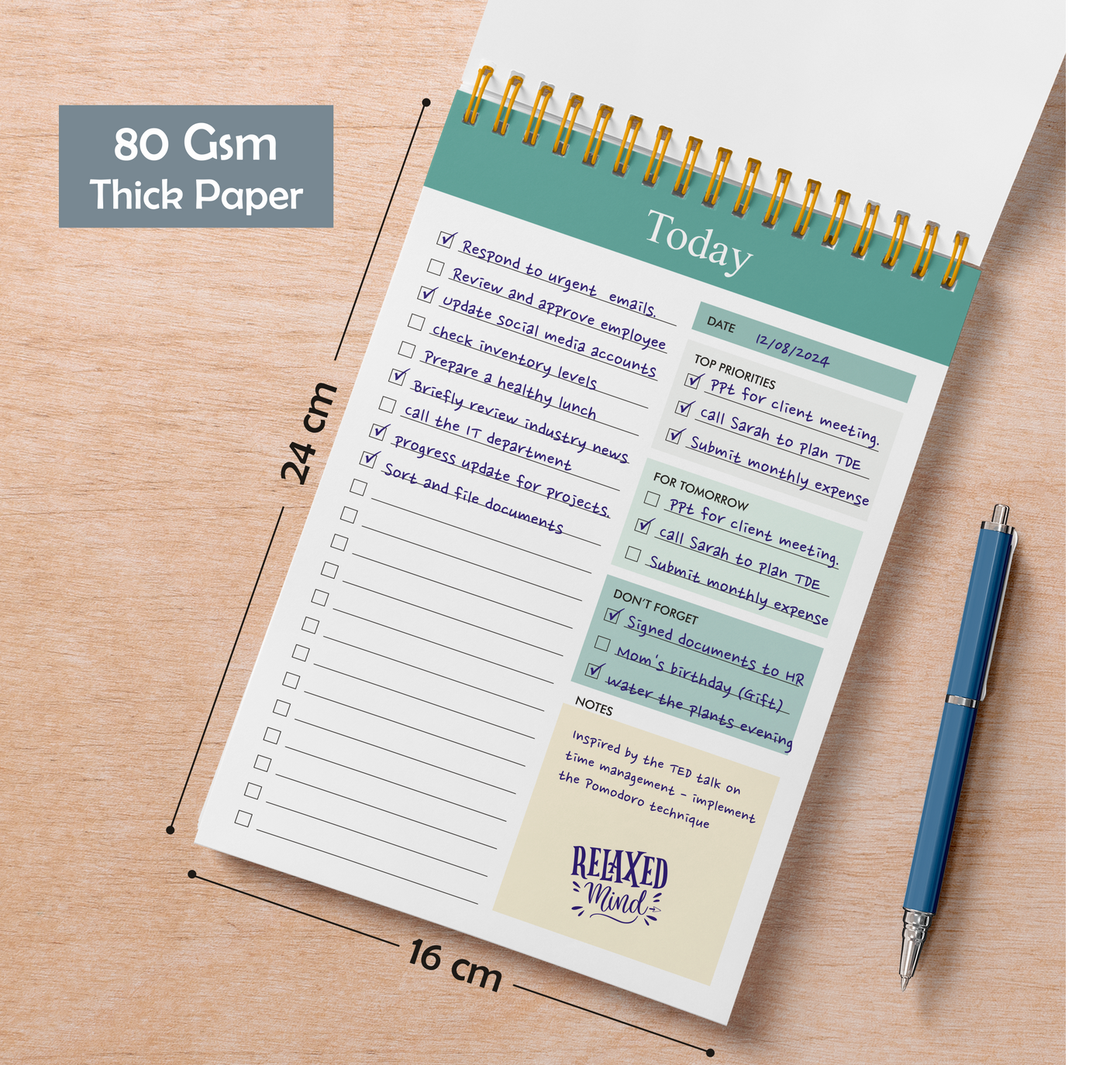 To Do List Notepad - Daily Planner Notepad Undated 54/108 Pages Sheets Tear Off, 6.5" x 9.5" Planning Pad