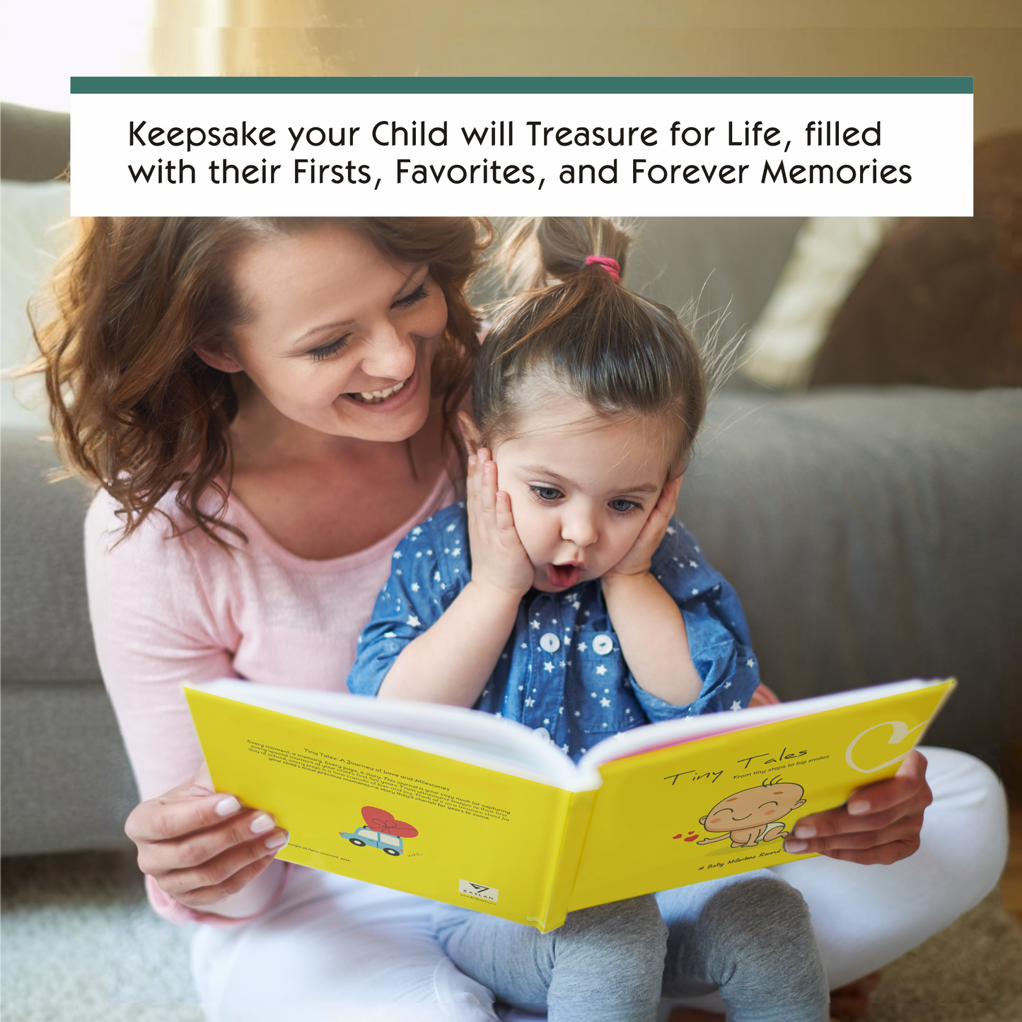 Baby Memory Book with Photo Album for First 5 Years - A Milestone Book to Record Every Event from Birth to Age 5