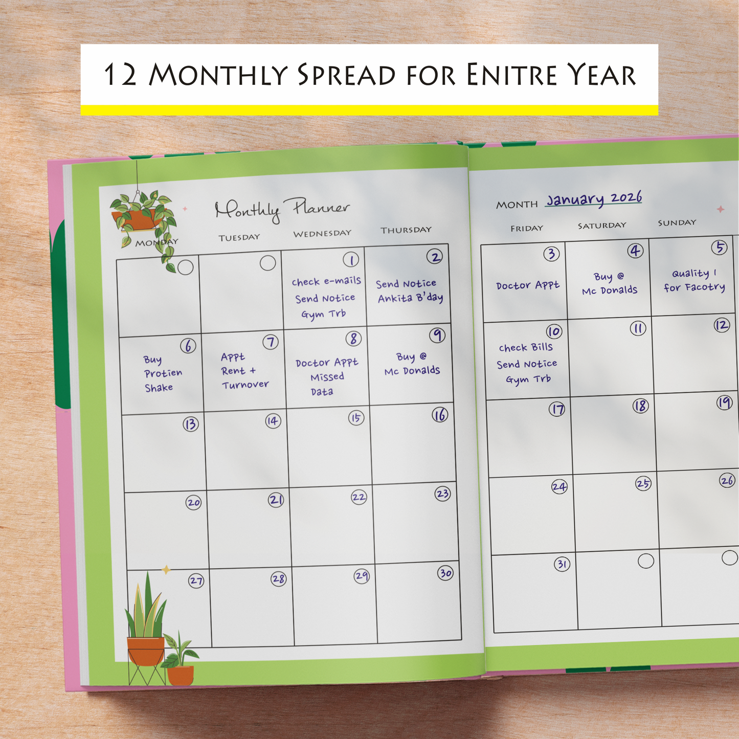 A5 Undated Monthly Planner & Gratitude Journal 2025 – 12-Month Organizer, 224 Pages, 100 GSM Paper, with Stickers