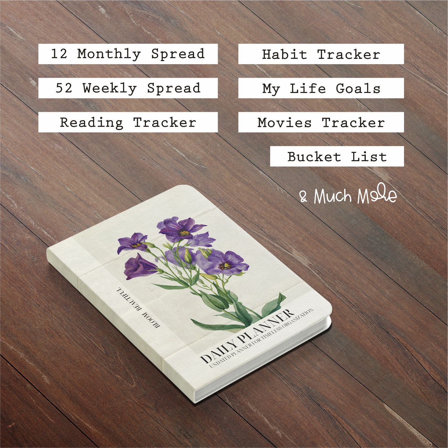 Zaslan 12 Months Undated Planner, 12 Monthly Spreads, 52 Weekly Spreads, Habit Tracker, Utility Pages, 100 GSM, A5 Size