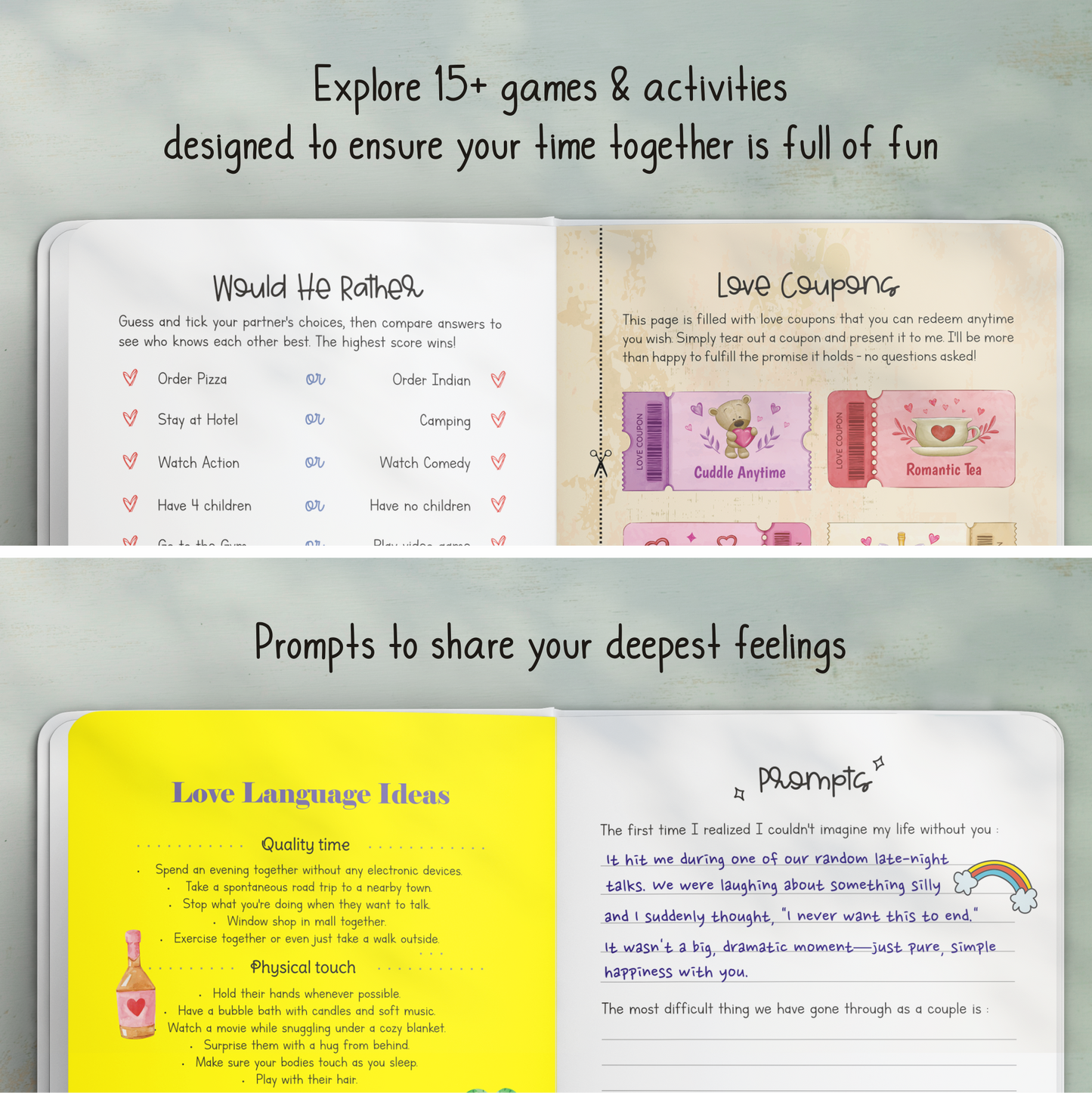Couple’s Memory & Activity Book | Fun Fill-in Journal for Couples | Romantic Prompts, Games & Milestones | Therapy Worksheets | Perfect Anniversary, Valentine’s Day & Birthday Gift for Husband, Wife, Boyfriend or Girlfriend
