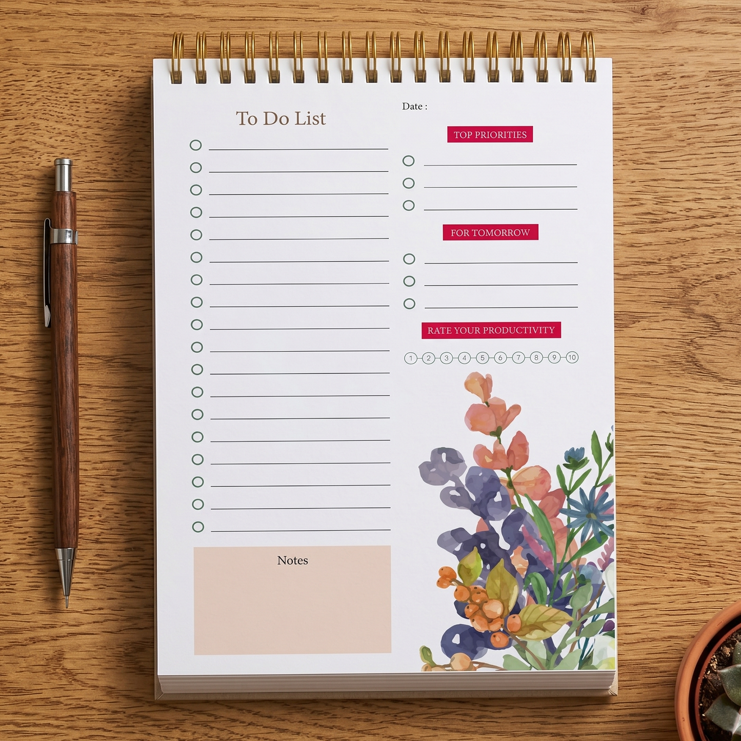 Zaslan To Do List Notepad - Daily Planner Notepad Undated 54 Sheets/108 Pages Tear Off, 6.5 Inches X 9.5 Inches