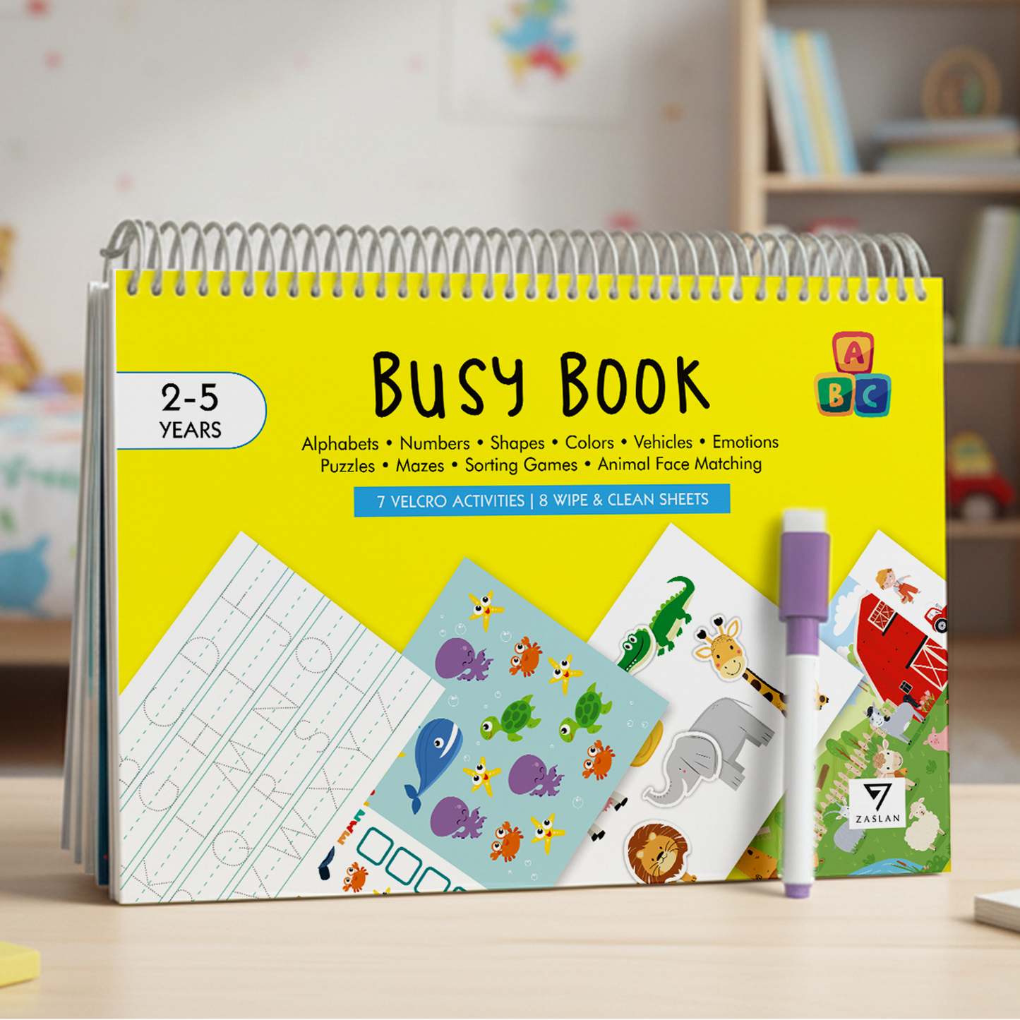 Zaslan Montessori Busy Book | Toddler Busy Book for 2-5 Yrs | Activity Binder| Quiet Book| Educational Toys For 3 Year Old| Kids Learning Books 2-3 Years| Books For 2 Yrs Old | Kids Gifts