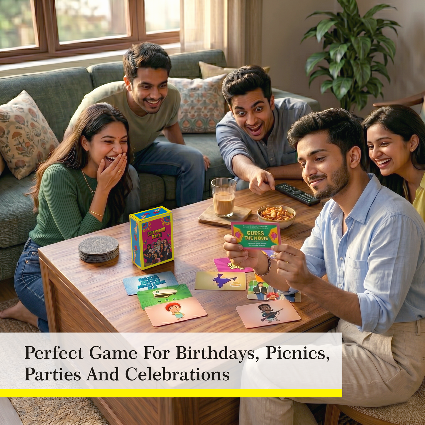 Zaslan Bollywood Card Game – Fun Guessing Party Game for Friends & Family | Perfect for Game Night, House Parties & Gifts for Bollywood Fans | 3-12 Players, Adults, Teens & Kids