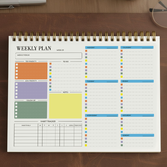 Zaslan Weekly Planner with Habit Tracker – Undated To-Do List Notepad for Priorities & Goals | 52 Tear-Off Sheets | 8.5” x 11”, A4 Size