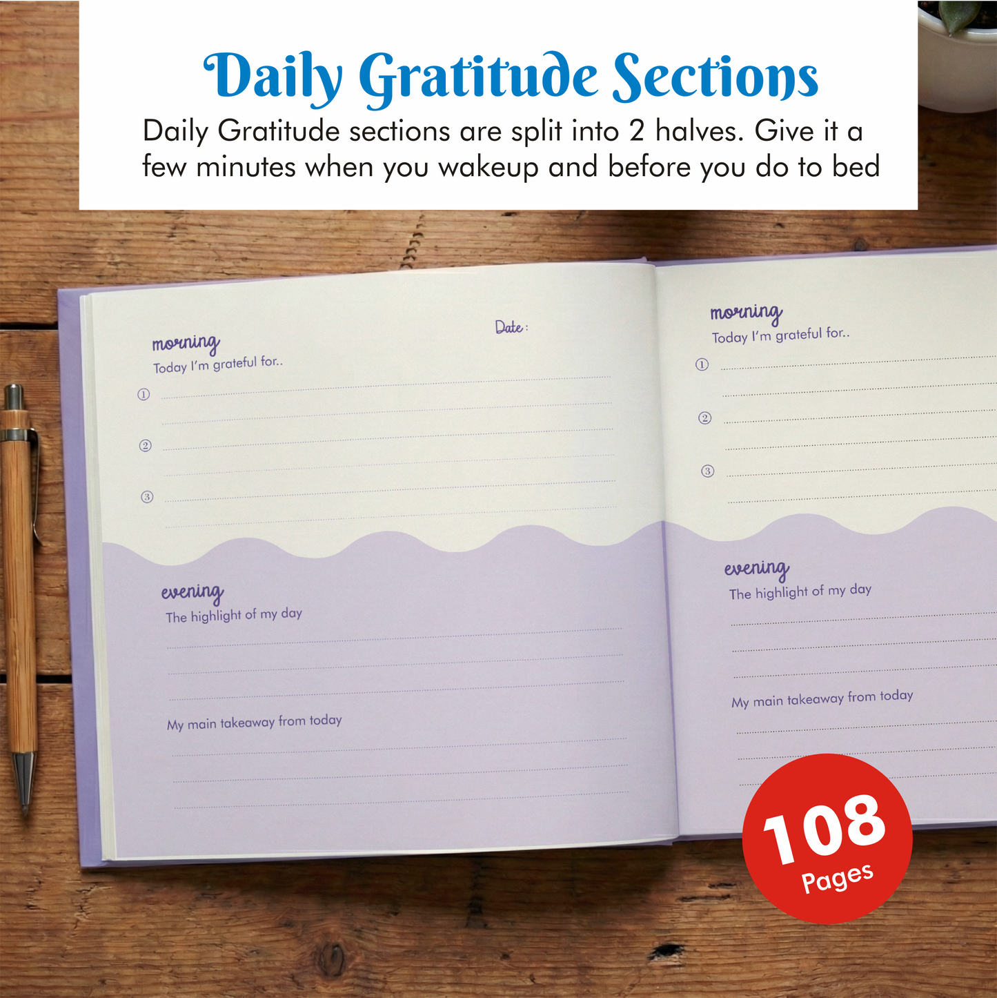Zaslan Daily 5 Minute Gratitude Journal – Self-Love, Positivity, Wellness & Mindfulness Journal for Teens & Adults | 100 Gsm | Size - 19 x 19 cm