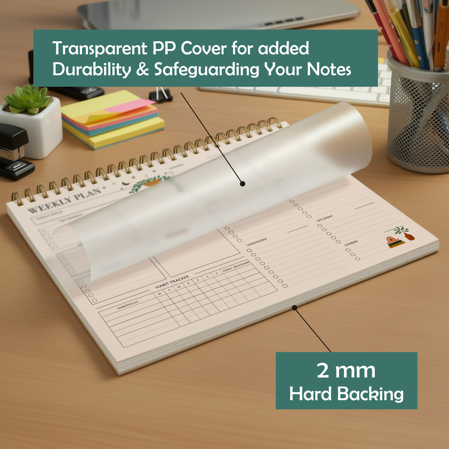 Zaslan Weekly Planner with Habit Tracker – Undated To-Do List Notepad for Priorities & Goals | 52 Tear-Off Sheets | 8.5” x 11” (A4 Size) Desk Planne