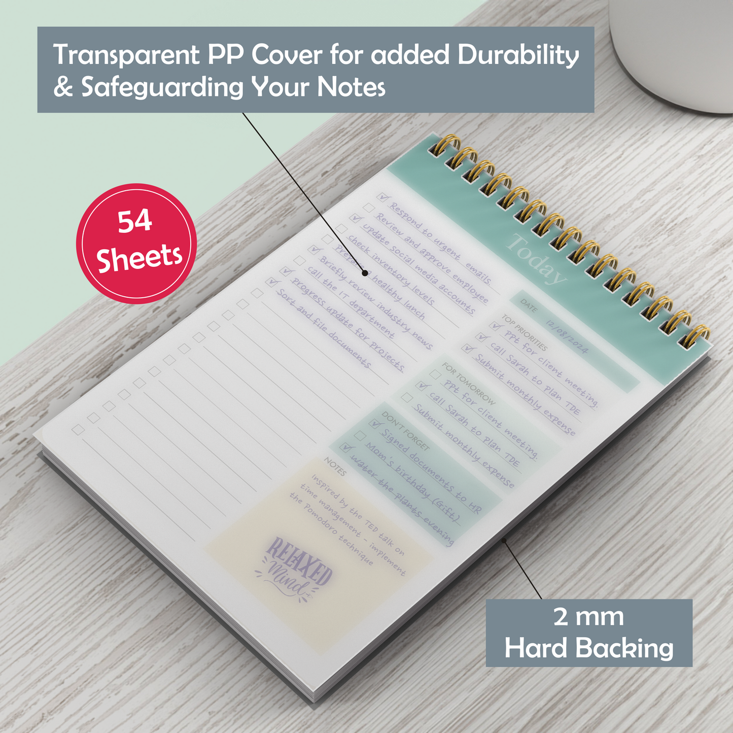 To Do List Notepad - Daily Planner Notepad Undated 54/108 Pages Sheets Tear Off, 6.5" x 9.5" Planning Pad