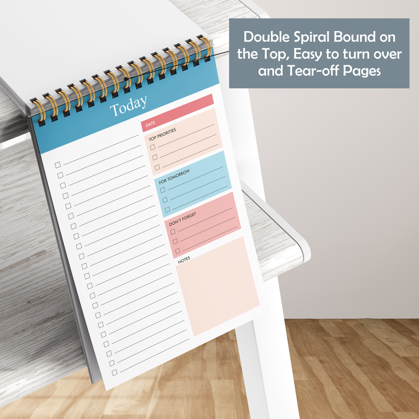 Zaslan To Do List Notepad - Daily Planner Notepad Undated 54 Sheets/108 Pages Tear Off, 6.5 Inches X 9.5 Inches