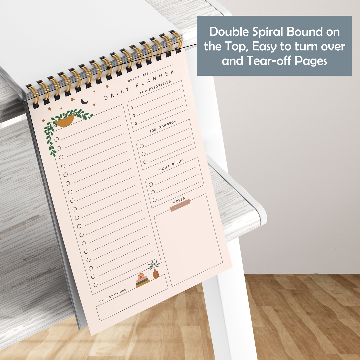 Zaslan To Do List Notepad - Daily Planner Notepad Undated 54 Sheets/108 Pages Tear Off, 6.5 Inches X 9.5 Inches