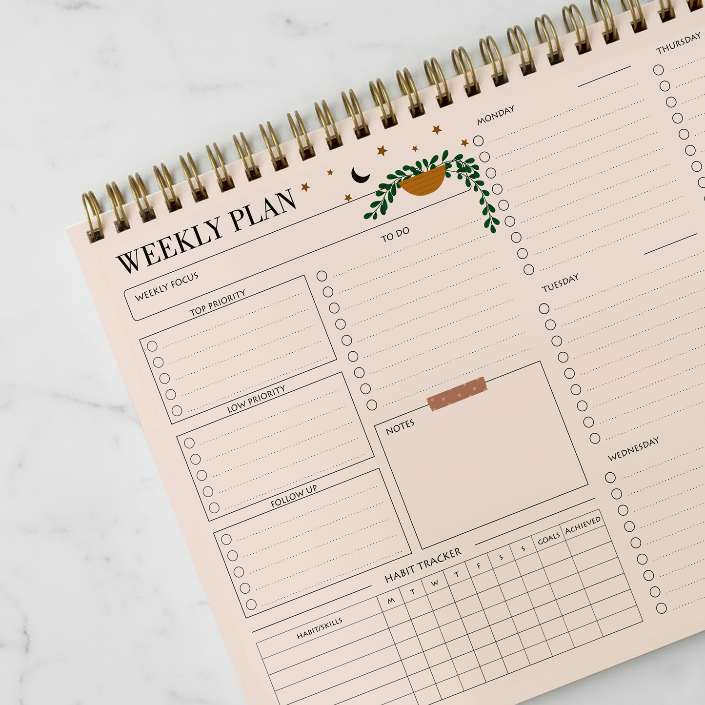 Zaslan Weekly Planner with Habit Tracker – Undated To-Do List Notepad for Priorities & Goals | 52 Tear-Off Sheets | 8.5” x 11” (A4 Size) Desk Planne