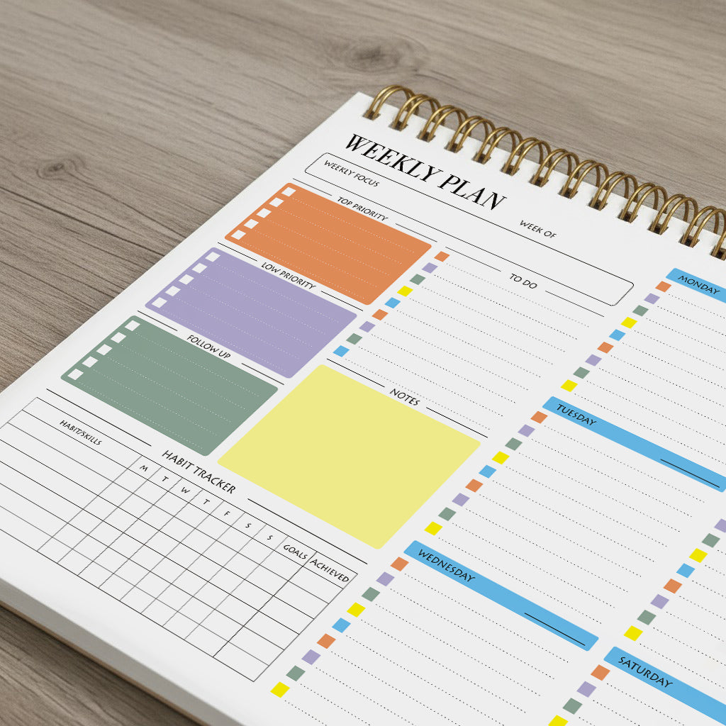 Zaslan Weekly Planner with Habit Tracker – Undated To-Do List Notepad for Priorities & Goals | 52 Tear-Off Sheets | 8.5” x 11”, A4 Size