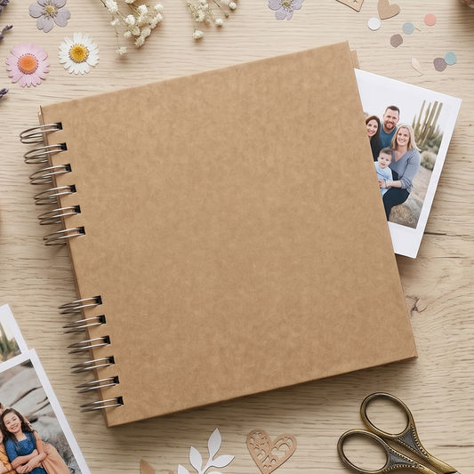 Zaslan Scrapbook Album, 60 Pages/30 Sheets, Brown Thick 200gsm Kraft Paper, Photo Album Scrapbook, Memory Book - Ideal for Your Scrapbooking Albums Art & Craft Projects (8.5 x 8.5 Inch)